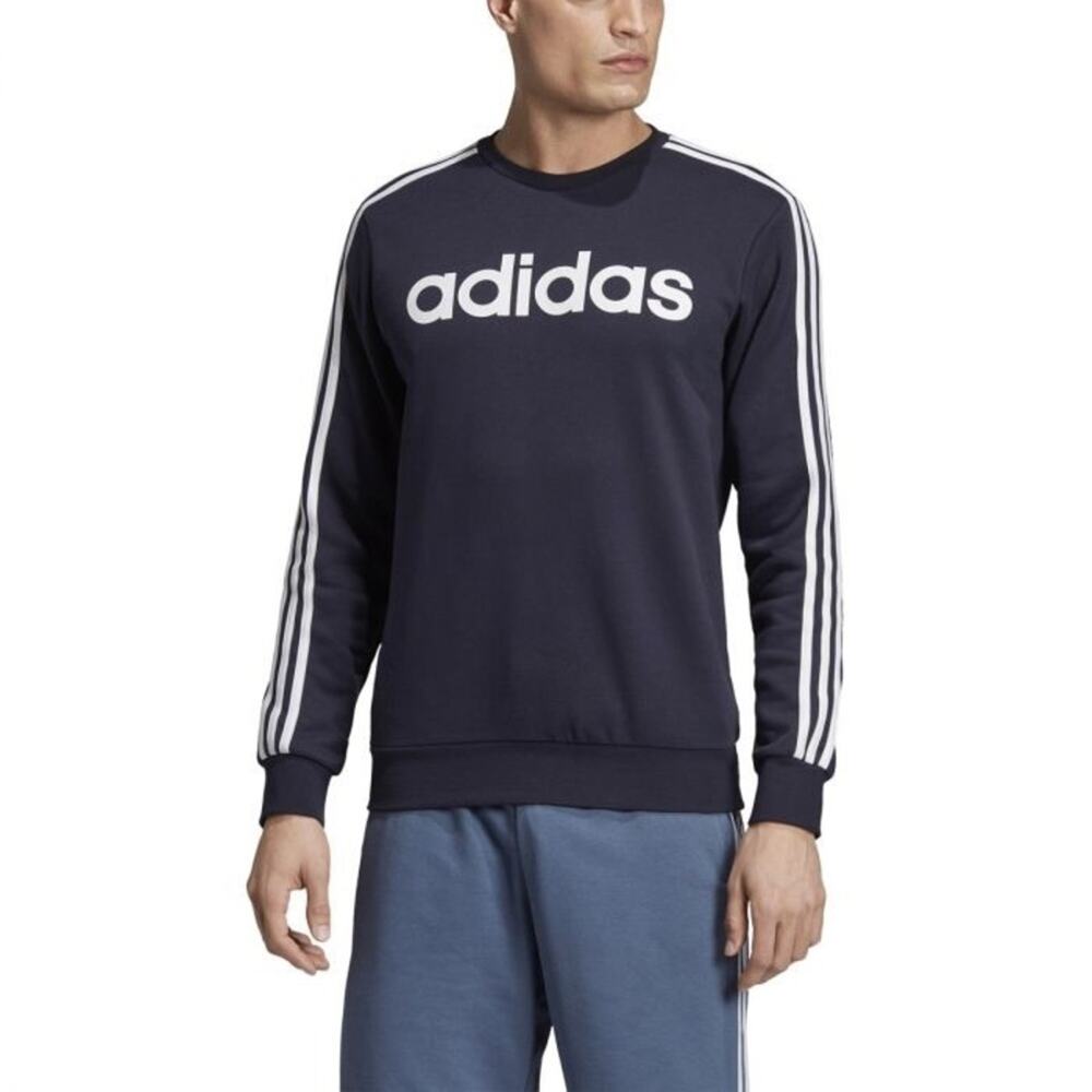adidas Essentials Lifestyle 3-Stripes Fleece Crewneck Navy Size Large